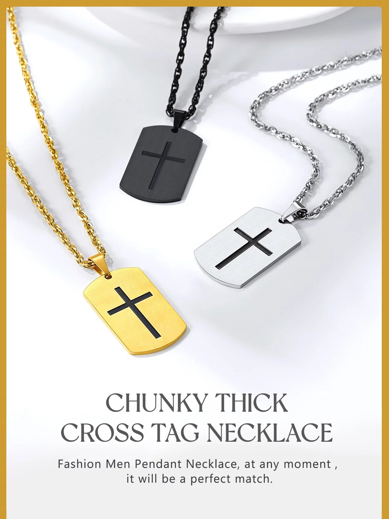 Men'S Gold Cross Necklace Stainless Steel Dog Tag Necklace Boys Christian Serenity Prayer Necklace Inspirational Jewelry Gift